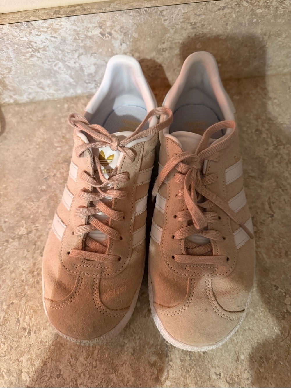 Big kids adidas Gazelle Suede Sneakers - Blush Pink (tan) & White - Picture 3 of 6